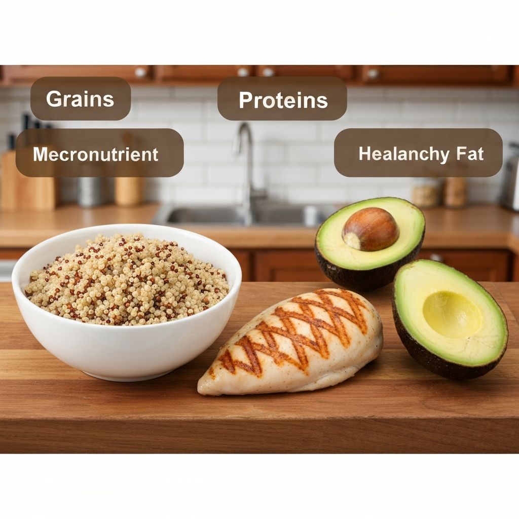 Variety of macronutrient-rich foods